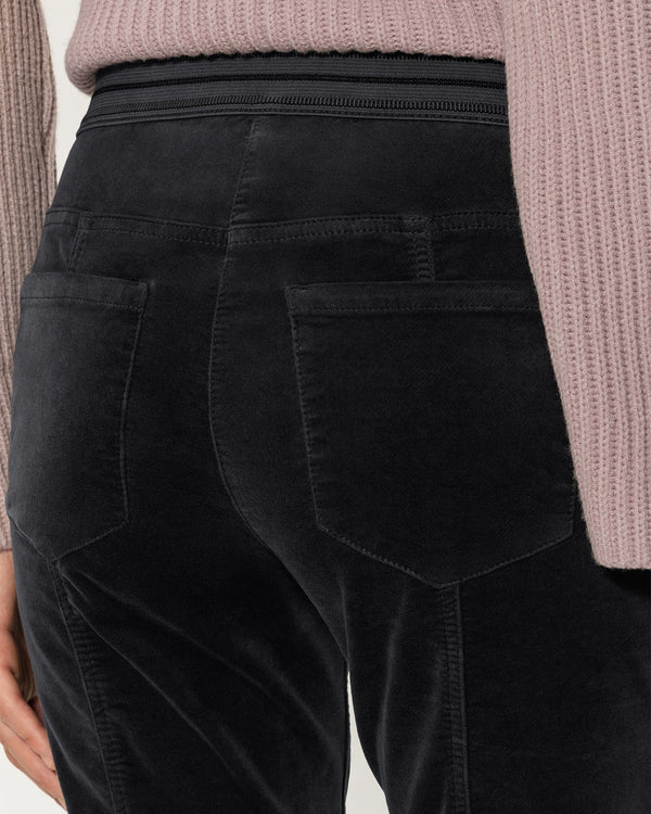 Velvet Slim Jean With Elasticated Waist in Charcoal