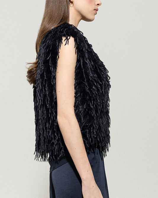 Feather Look Dark Navy Gilet