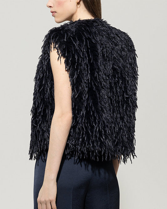 Feather Look Dark Navy Gilet