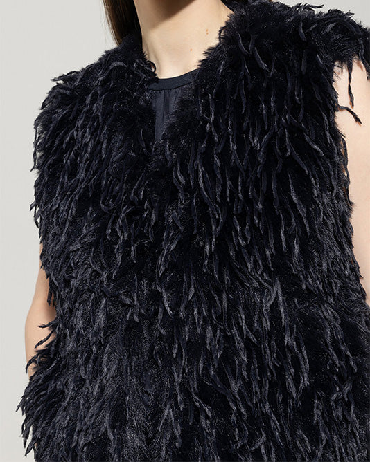 Feather Look Dark Navy Gilet