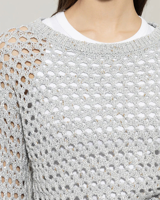 Lurex Silver Fish Net Sweater