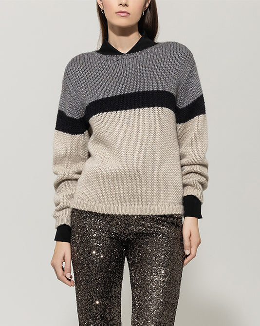 Colour Block Sweater & Scarf Set