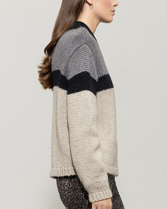 Colour Block Sweater & Scarf Set