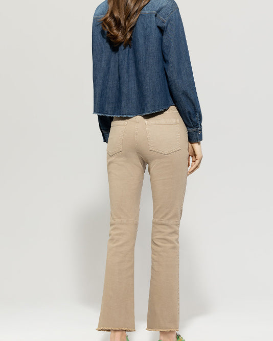 Cropped Frayed Kick Hem Jean In Sand
