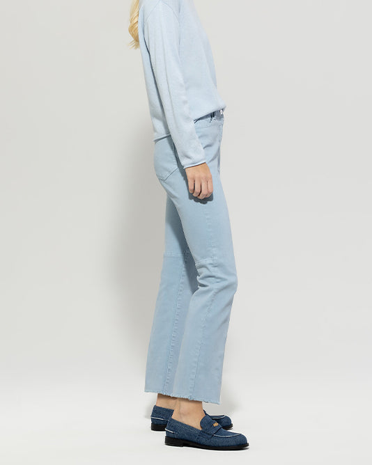 Cropped Frayed Kick Hem Jean With Stirrup Detail