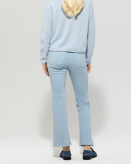 Cropped Frayed Kick Hem Jean With Stirrup Detail