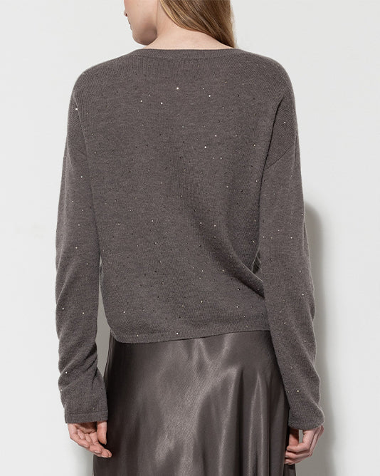 TAUPE RHINESTONE SWEATER