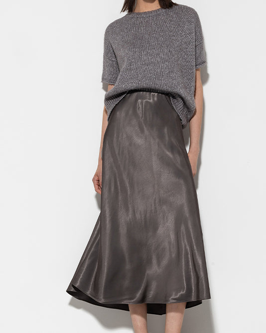 Taupe Satin Skirt