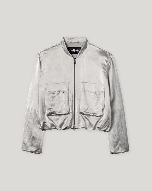 Satin Silver Blouson Bomber