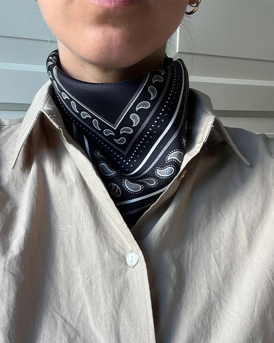 Black & Cream Paisley Neck Scarf