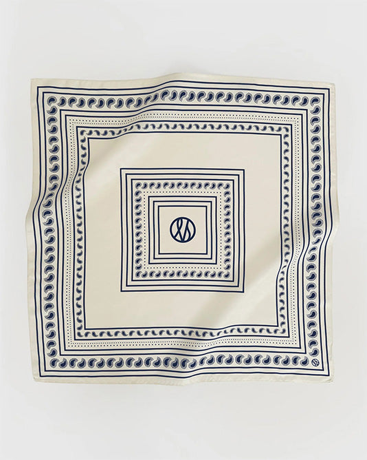 Cream & Navy Paisley Scarf