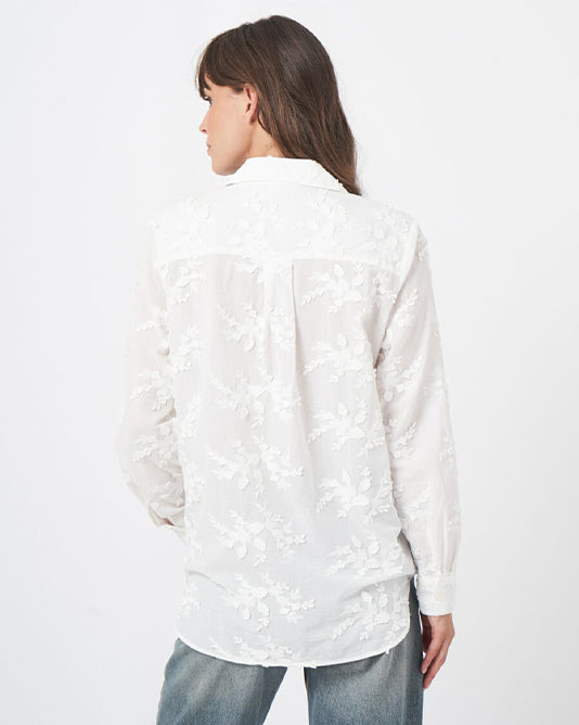 Flower Appliqué Cotton Shirt