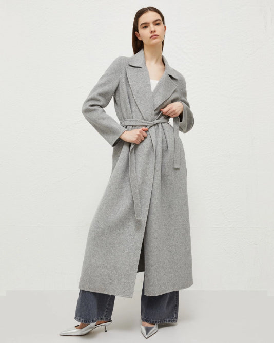 Wrap Coat with Tie Belt & Side Splits