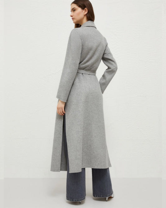 Wrap Coat with Tie Belt & Side Splits