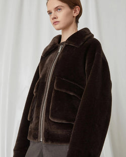 Chocolate Brown Faux Fur Jacket Glorious World Online