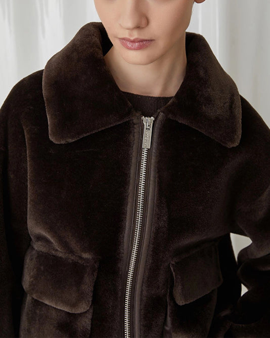 Chocolate Brown Faux Fur Jacket