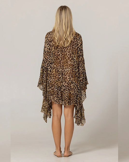 Leopard Print Kaftan With Embroidery