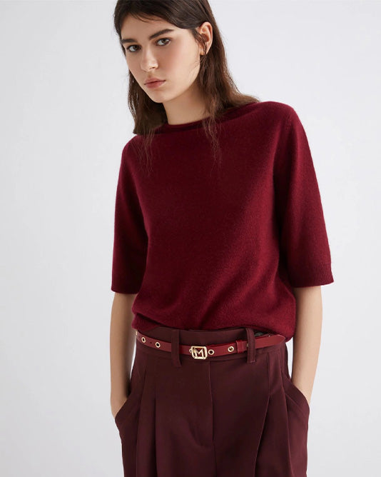 Short Sleeve Rolled Edge Sweater