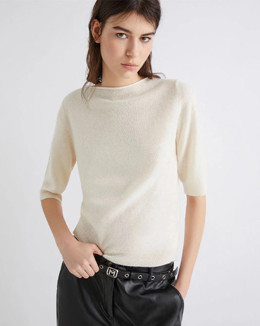 Short Sleeve Rolled Edge Sweater