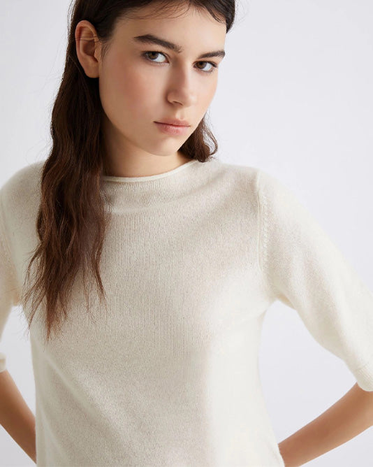 Short Sleeve Rolled Edge Sweater
