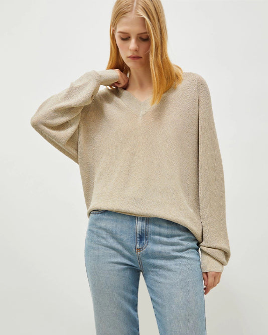 Lamé Thread Gold Sweater