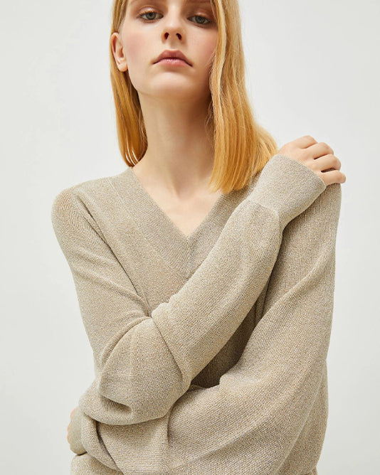 Lamé Thread Gold Sweater