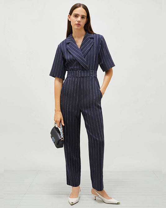 Pinstripe Tailored Jumpsuit