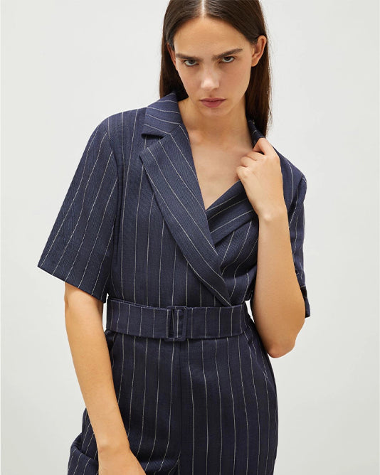 Pinstripe Tailored Jumpsuit