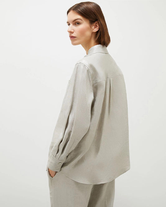 Laminated Linen Shirt in Sabbia