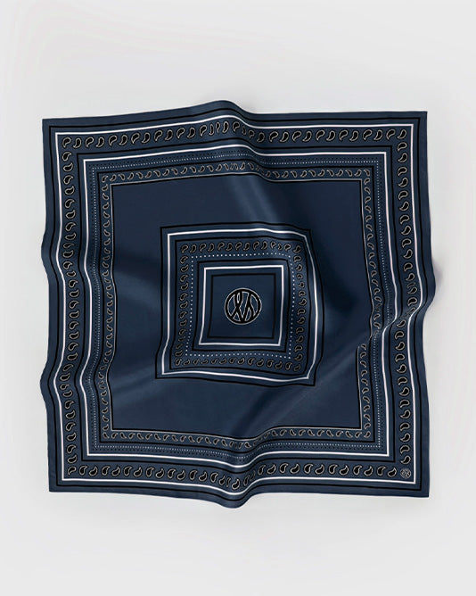 Paisley Silk Scarf Navy