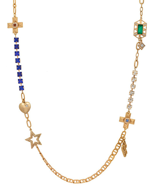 LAST ONE Pavé Crystal Charm Long Necklace