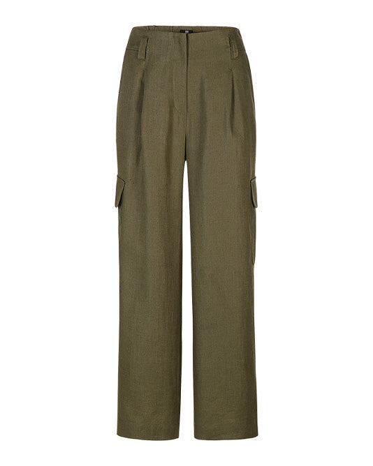 Khaki Linen Cargo Pant