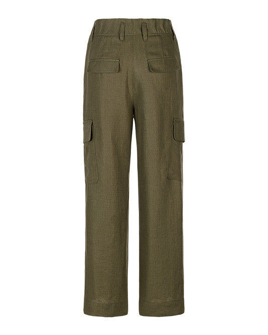 Khaki Linen Cargo Pant