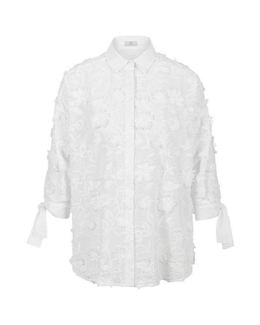 White Macrame Linen blouse
