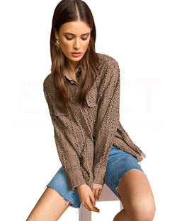 Laser Cut Pattern Suede Shirt Jacket