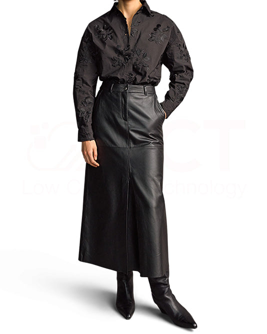 LONG LEATHER SKIRT