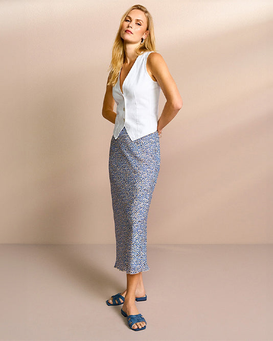 Mini Heart Print Bias Cut Skirt