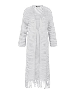 Crochet Cardigan with Fringe Hem