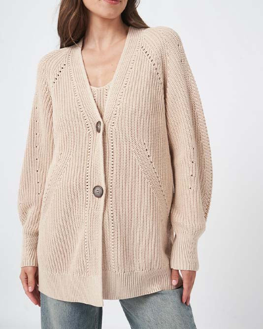 Pointelle Cotton Rib Cardigan & Camisole Set