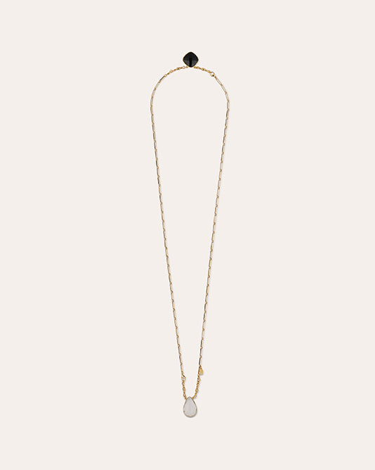 SCAPULAIRE SERTI DUAL BLACK/CLEAR NECKLACE