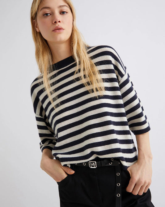 Striped Short Sleeve Sweater