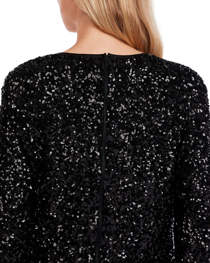 SEQUIN Shift dress with Feather Hem