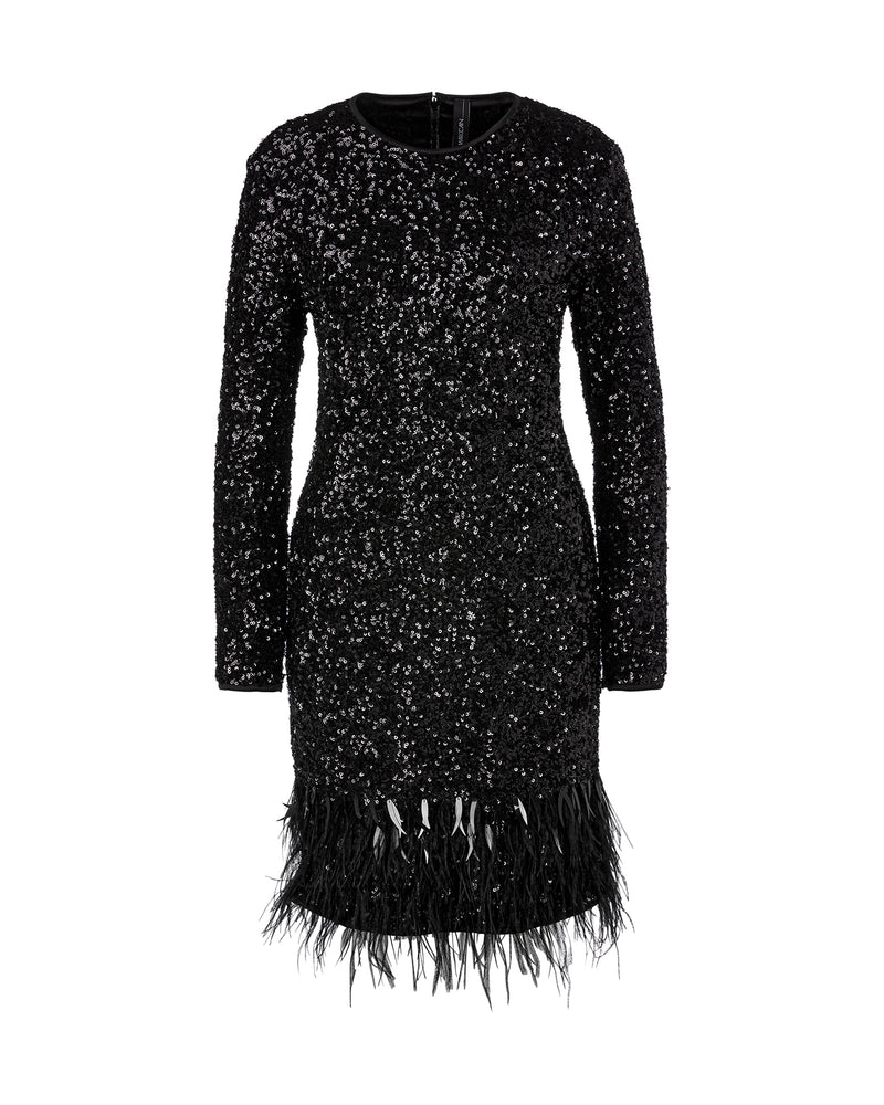 SEQUIN Shift dress with Feather Hem