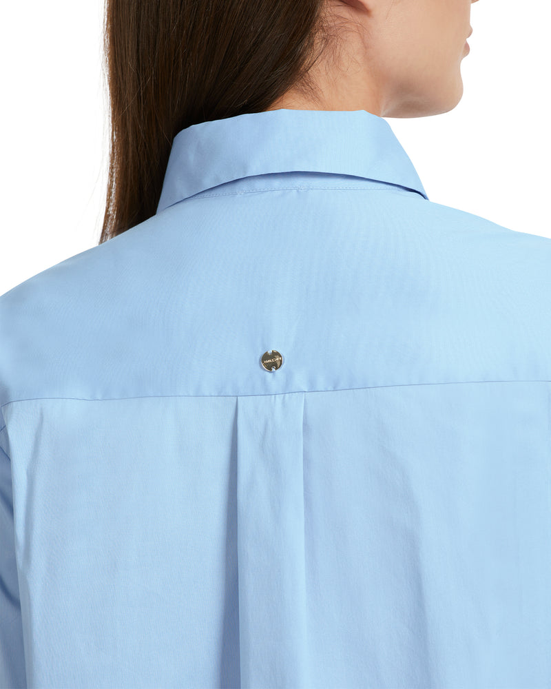 Blue Cotton Shirt With Diamante Trim