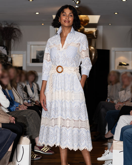 Striped Dress With Lace and Broderie Anglaise Dress