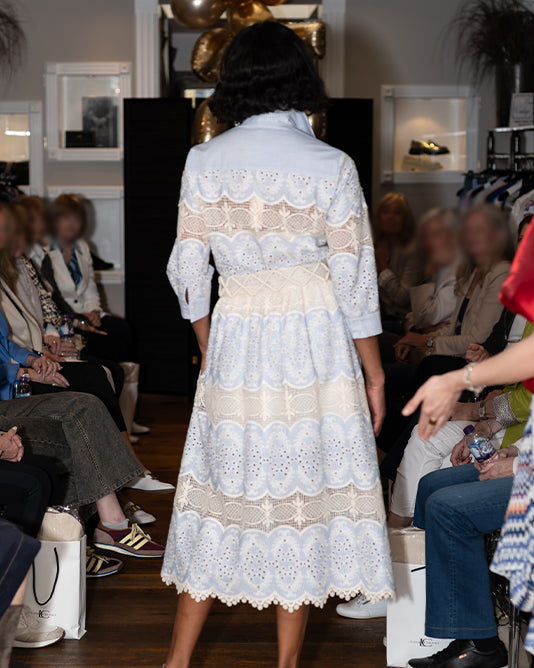 Striped Dress With Lace and Broderie Anglaise Dress
