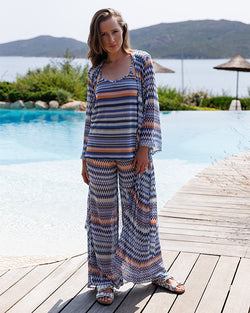 Striped Long Cardigan and Camisole Set