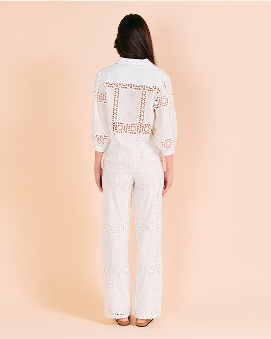 Pin-tuck & Crochet Blouse
