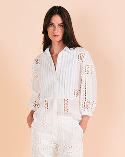 Pin-tuck & Crochet Blouse