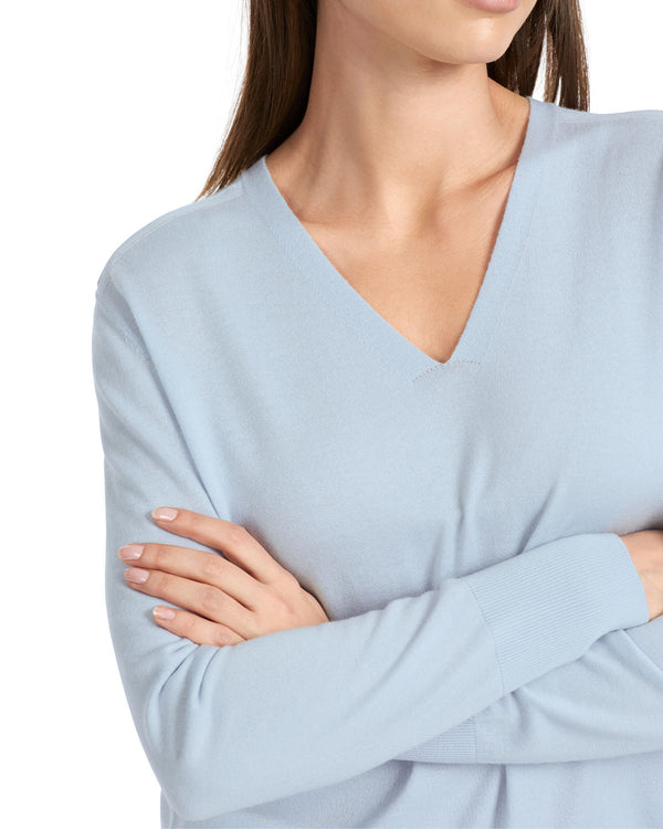 V NECK SWEATER IN POWDER BLUE